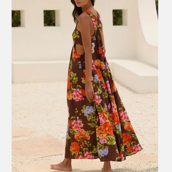 Anthropologie The Piper Bandeau Maxi Dress Brown Floral Plus Size 2X NWT - Picture 7 of 7